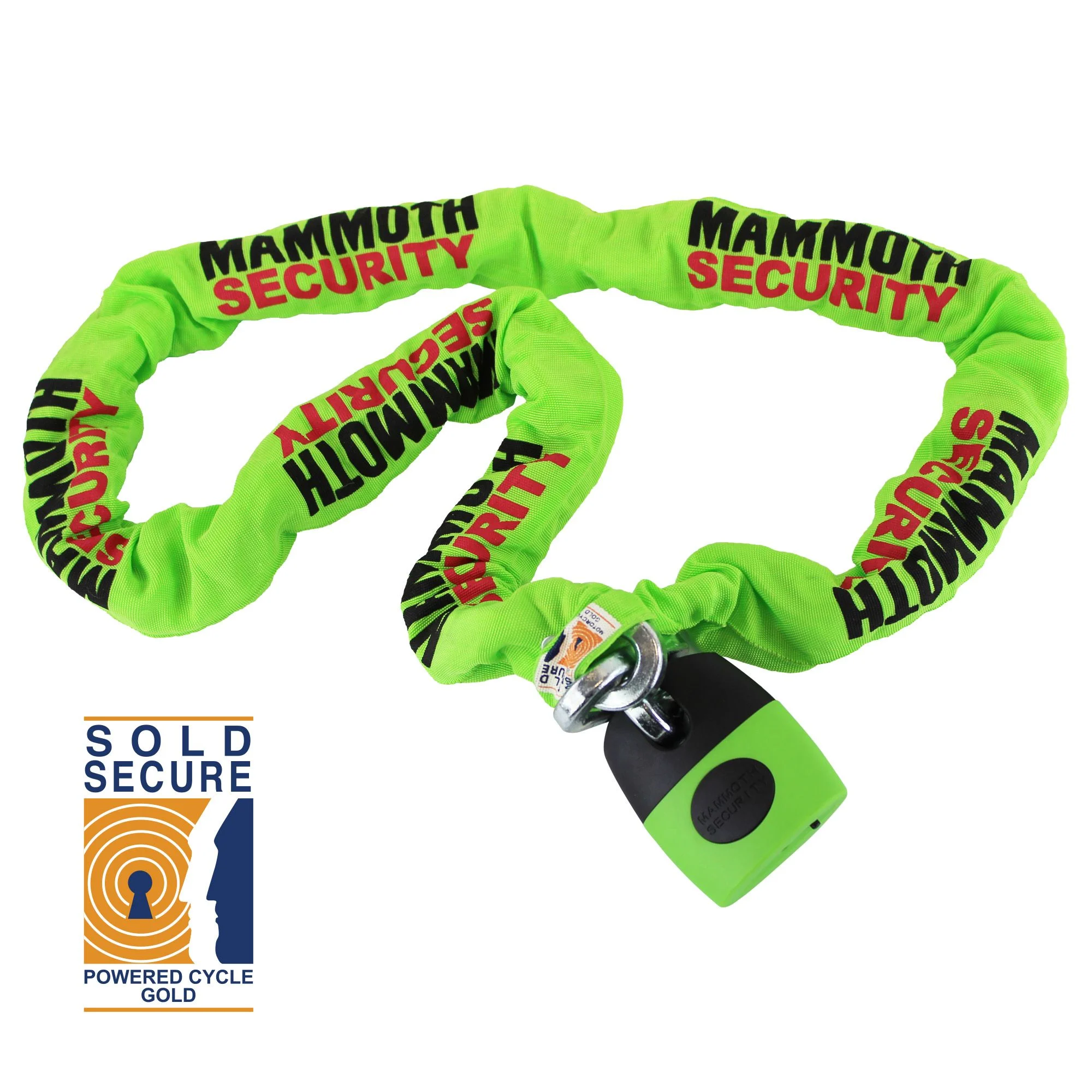 Mammoth Sold Secure Gold Approved 12mm x 1.8m Square Chain With Shackle Lock - Image 2