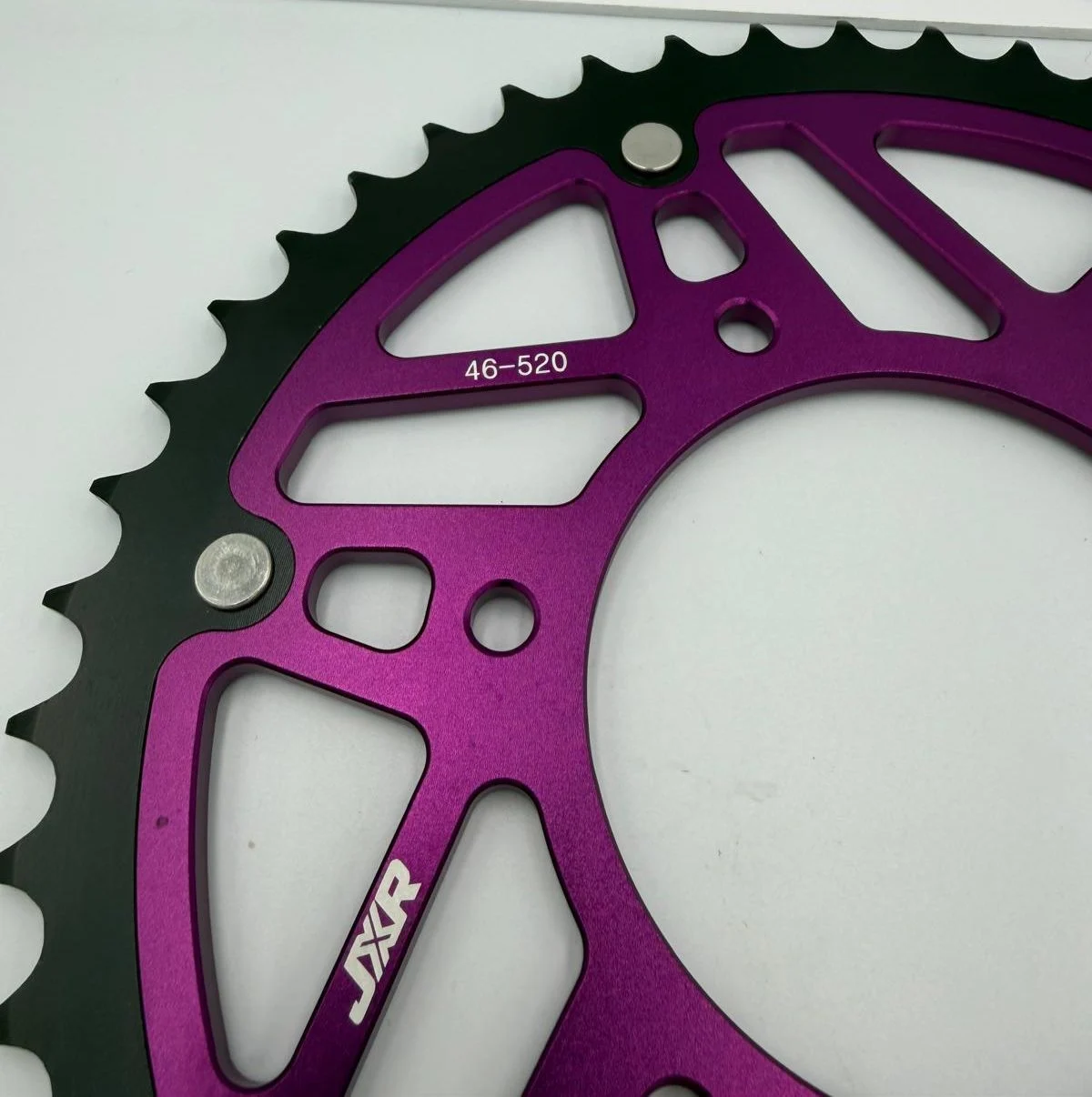 JXR PRO Twin Ring Rear Sprocket for Surron Ultra Bee X T – 46T Purple - Image 2