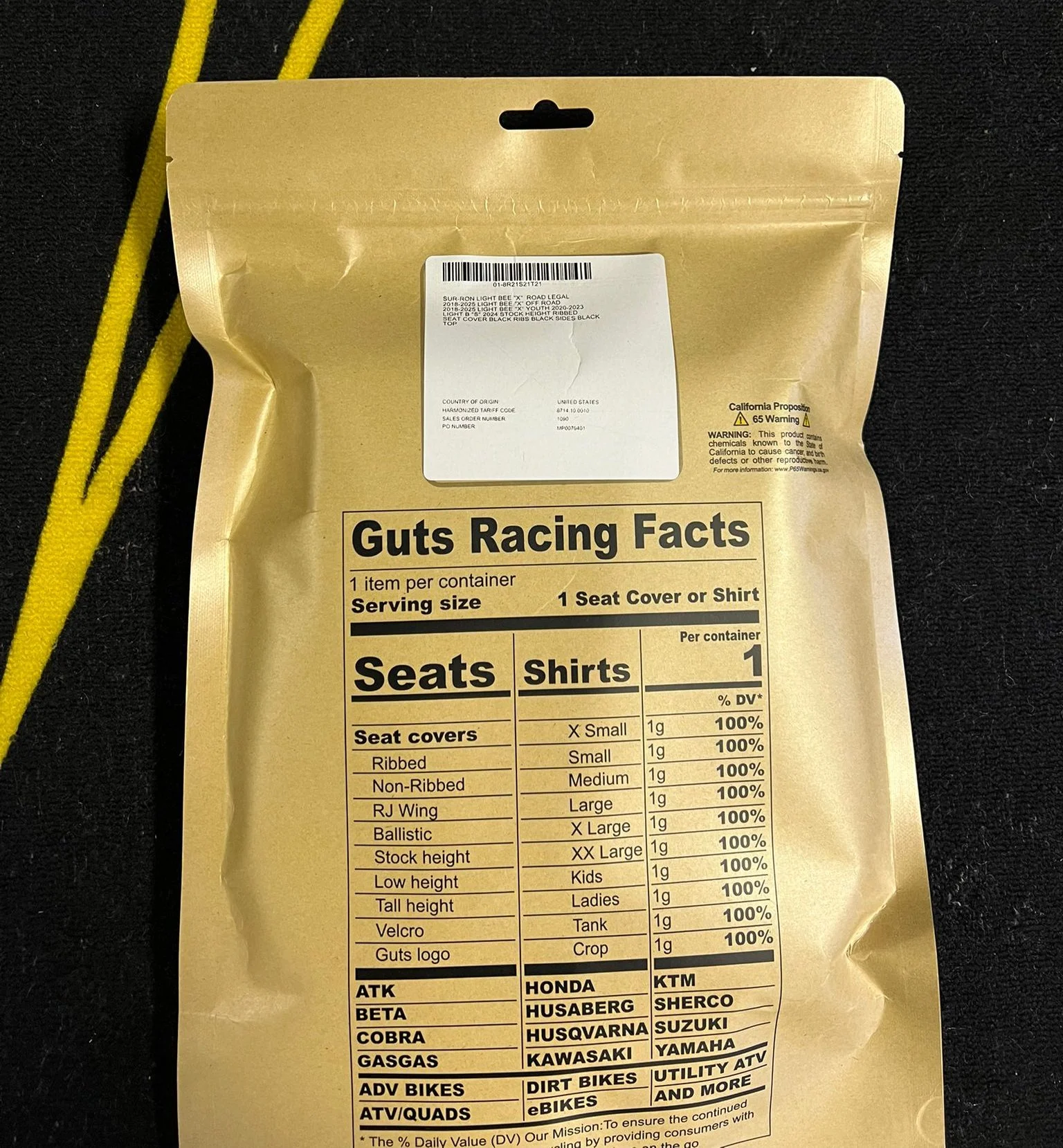 Guts Racing Seat Cover for the Sur Ron Light Bee X & Youth – Black - Image 2